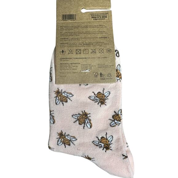 Melissa Girl's Pair Of Crew Socks, Bumble Bee Print Size US 6 To 7, NEW - Picture 2 of 4